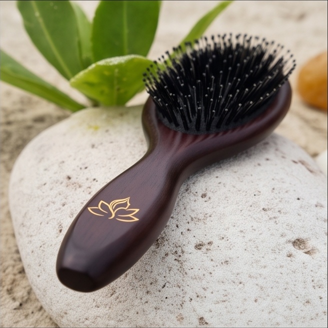 Glow Ritual Brush – detail rukoväti s logom